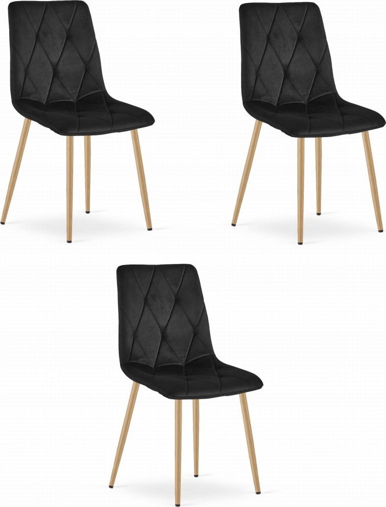 Leobert Krzesło LIBRA - czarny aksamit / nogi kolor drewna x 3