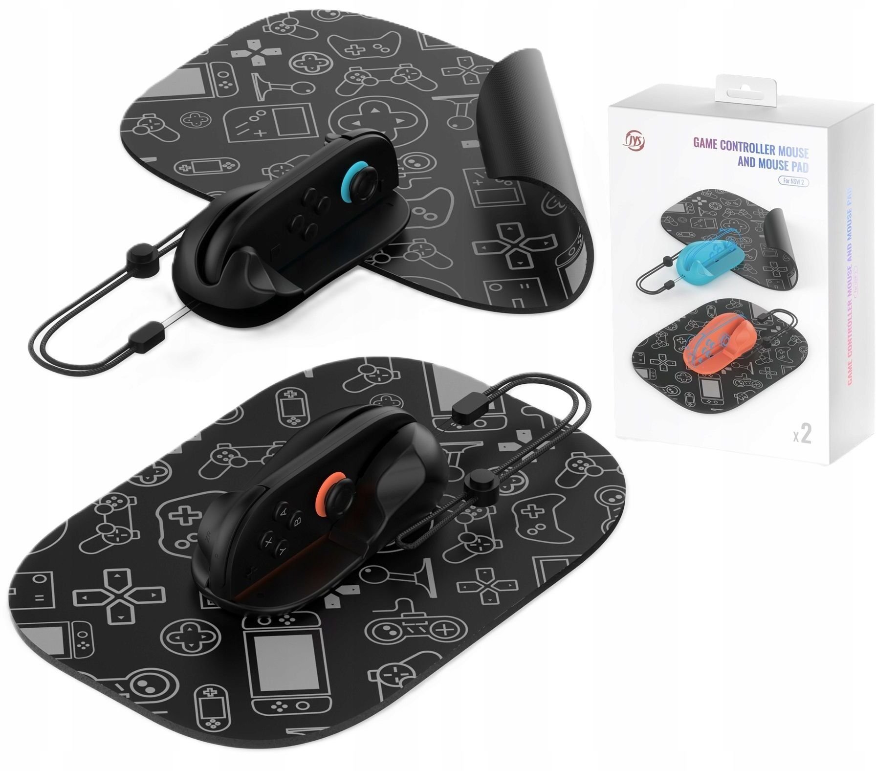 2x Myszka Mysz Uchwyt Mouse-mode Na Joy-con Podkładka Do Nintendo Switch 2 / Jys-ns2313-v4 / Czarny