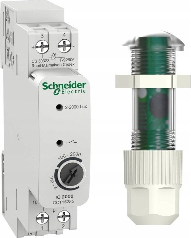 Schneider Electric Analogowy łącznik zmierzchowy IC2000 1-kanałowy 2-2000 lux czujnik na zewnątrz 1C CCT15285
