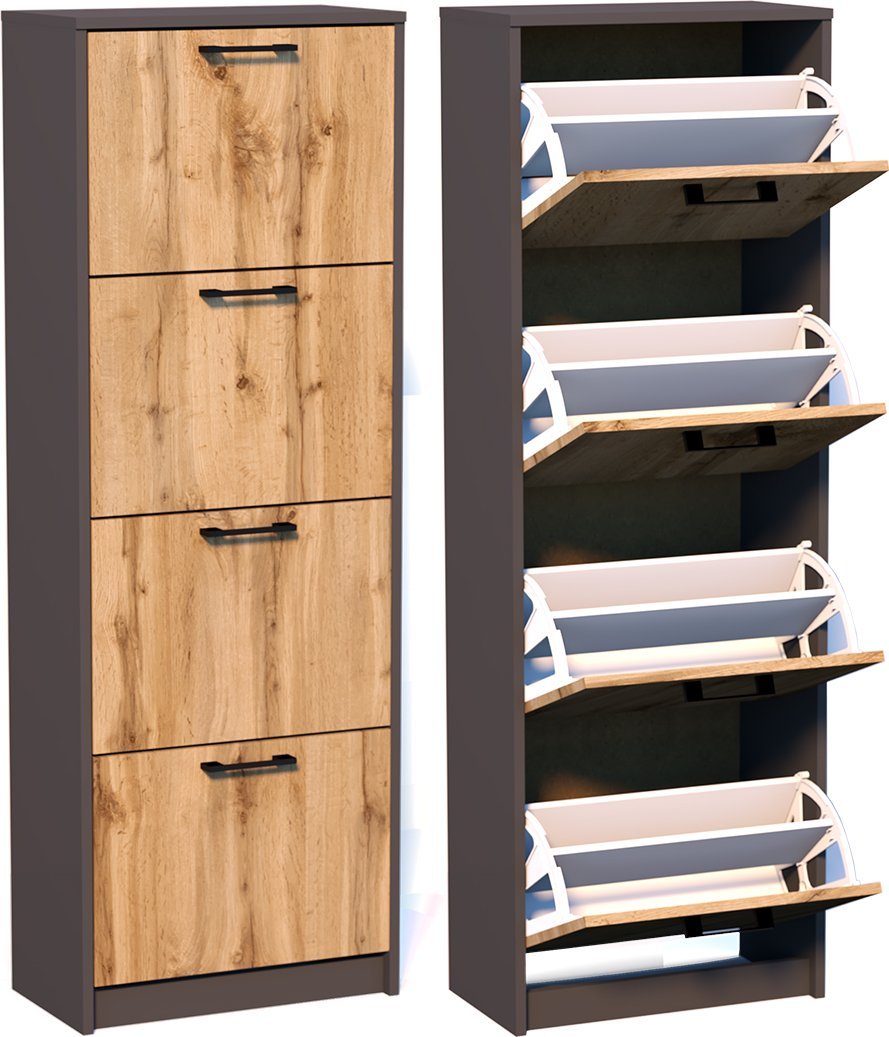 Meble-Bestseller Szafka na buty K025 Grafit-Wotan 152x50x28 cm