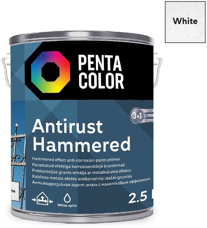 Pentacolor PAINT PENTAC ANTIRUST HAMMERED WHT 2,5L