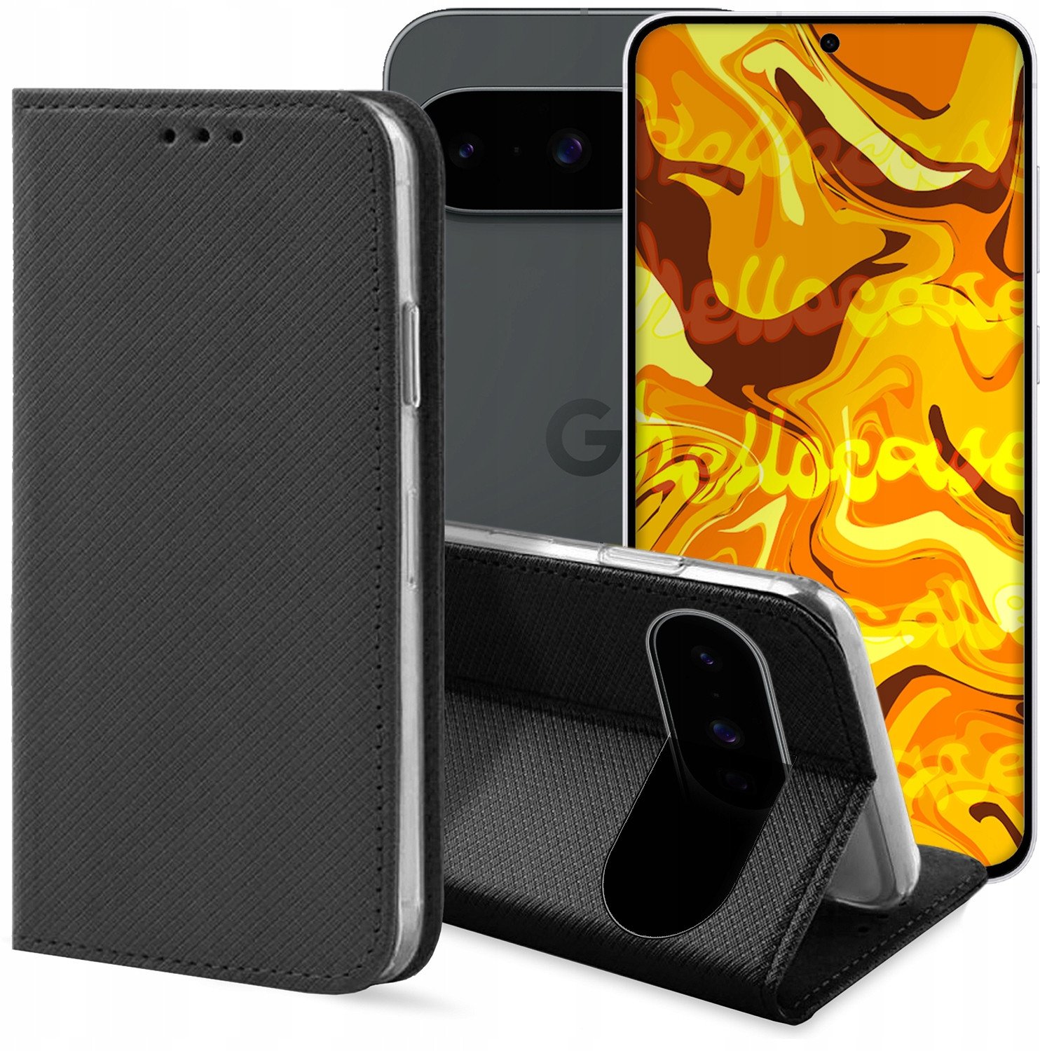 ETUI Z KLAPKĄ DO GOOGLE PIXEL 10 / 10 PRO CZARNE ZAMYKANE MAGNETYCZNE CASE