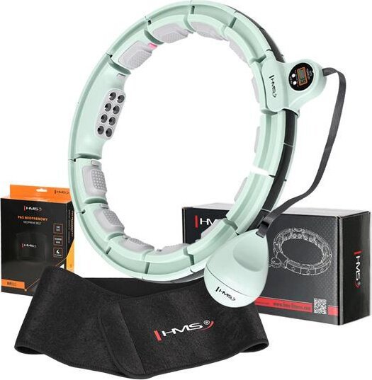 HMS ZESTAW HULA HOP MAGNETYCZNY GREEN HHM13 Z LICZNIKIEM HMS + PAS WYSZCZUPLAJĄCY BR163 BLACK