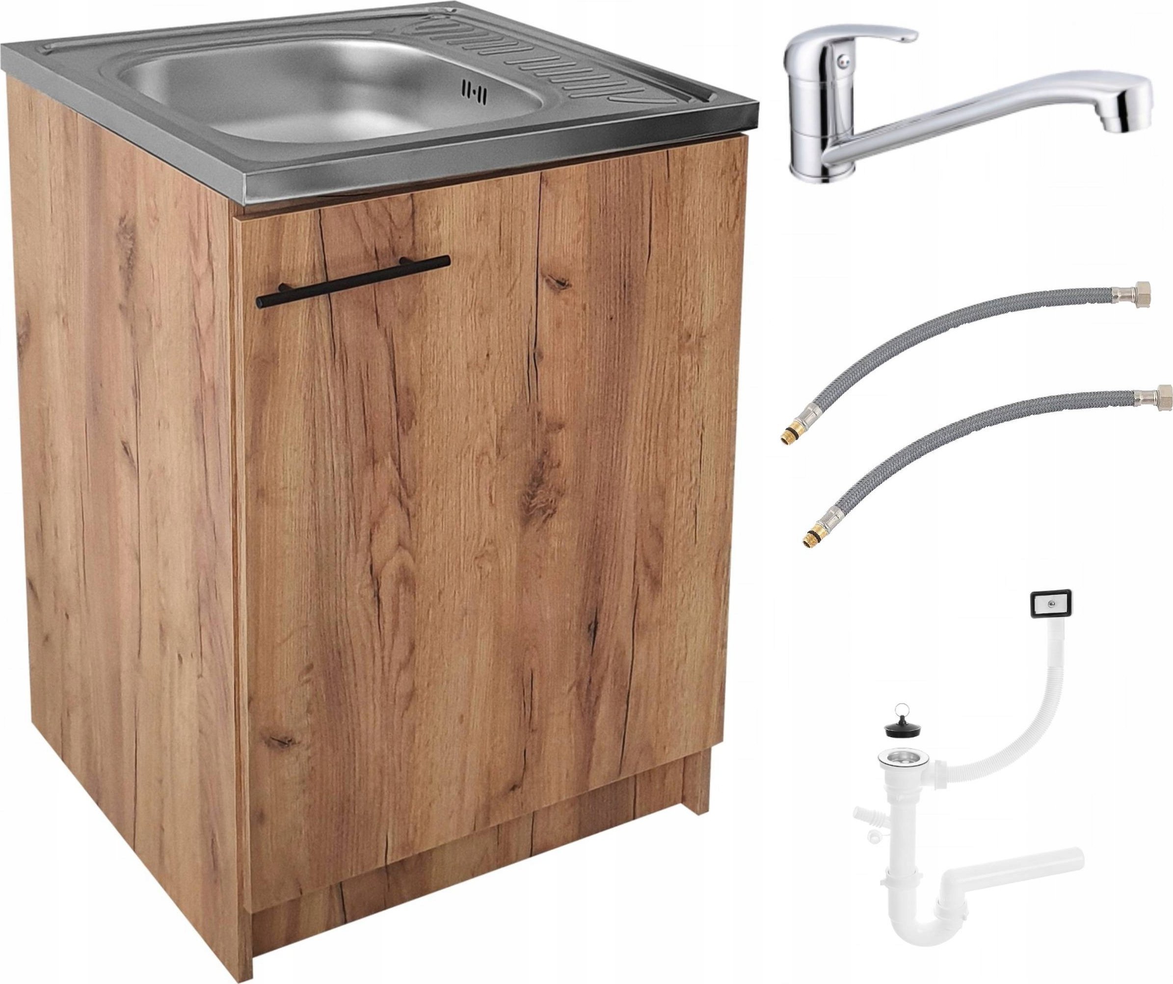 Szafka pod zlewozmywak zlew deante dąb złoty 60 x 60 zestaw syfon zlew