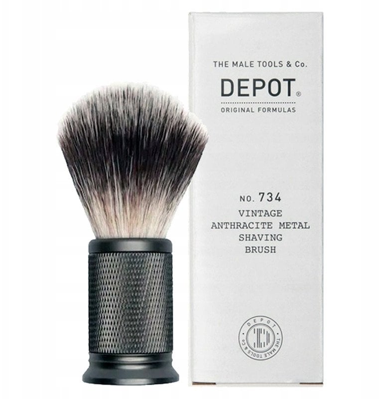 Depot, Accessories No. 734 Vintage, Artificial Fiber, Face Shaving Brush, Anthracite Metal For Men