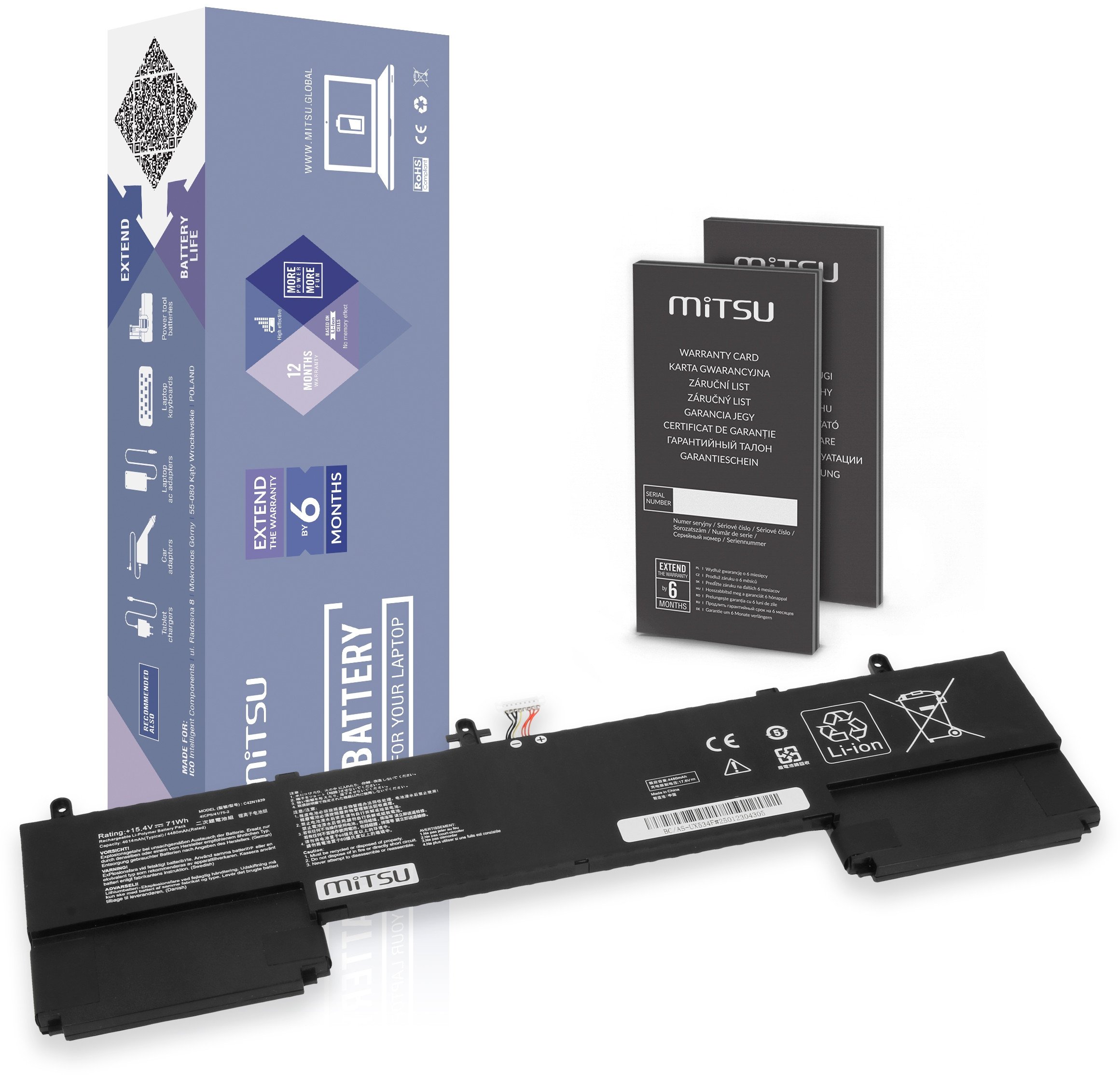 Bateria Mitsu Bateria do Asus Zenbook 15 UX534F, Flip UX563FD