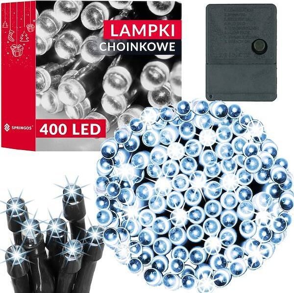 Lampki choinkowe Springos Lampki choinkowe 400 led biały zimny 27,5 m oświetlenie świąteczne IP20 UNIWERSALNY