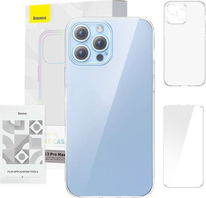Baseus Etui ochronne Baseus Crystal Clear do 13 Pro Max (transparentne) +szkło hartowane +zestaw czyszczący