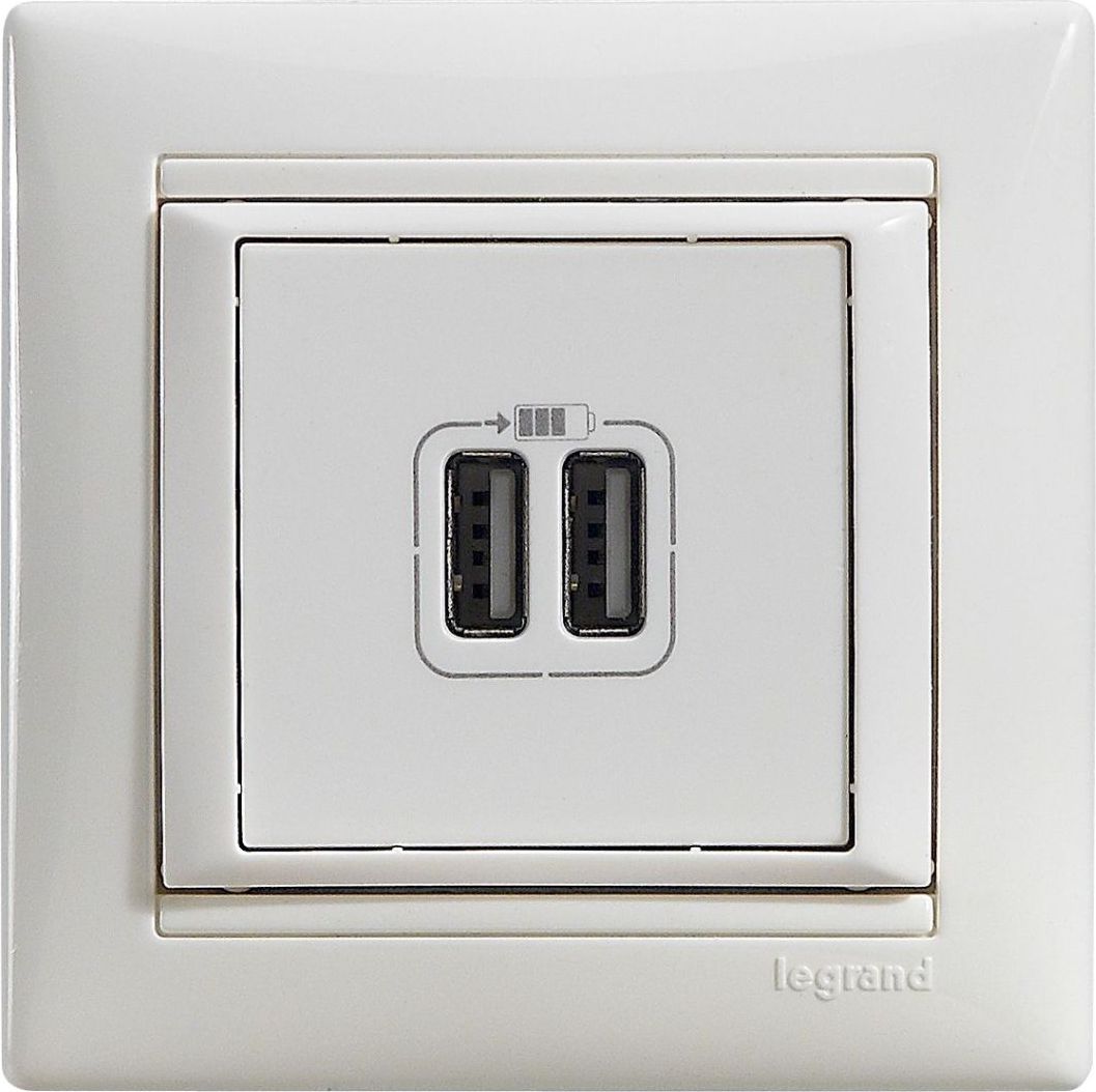 Legrand VALENA Gniazdo zasilające 2xUSB 5V 1500mA białe (770470)