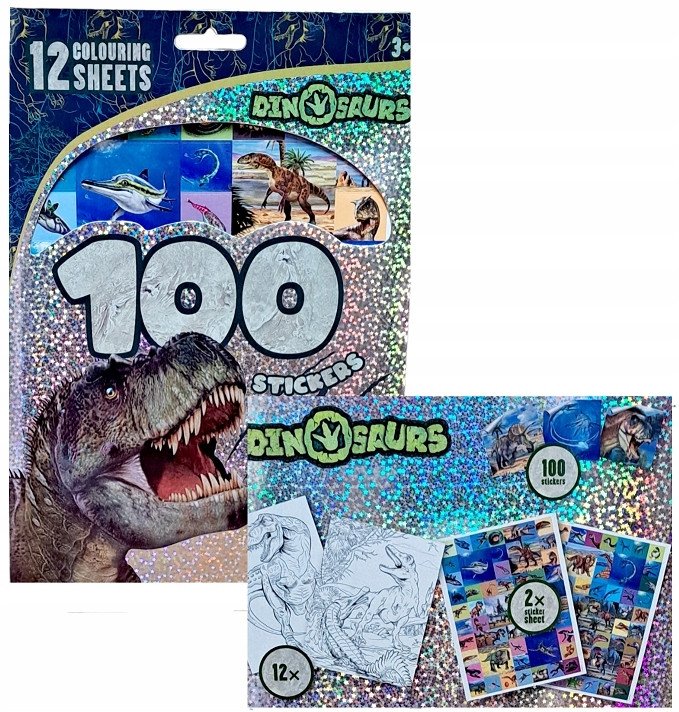 Zestaw do kolorowania i wyklejania Dinozaury