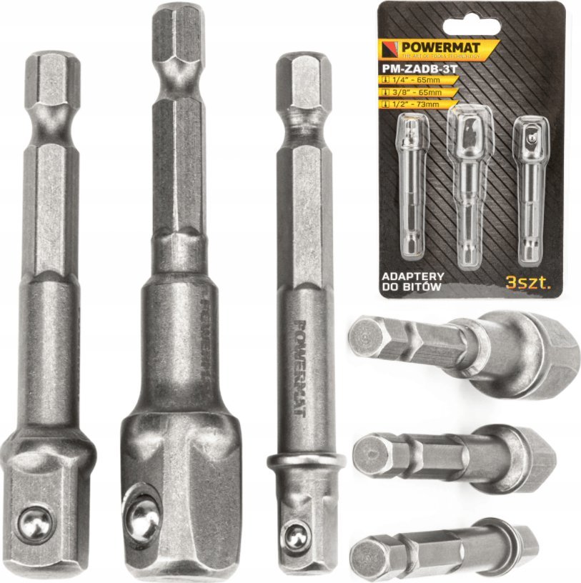 Powermat Adaptery do wkrętarki redukcje na nasadki uchwyt Powermat PM-ZADB-3T
