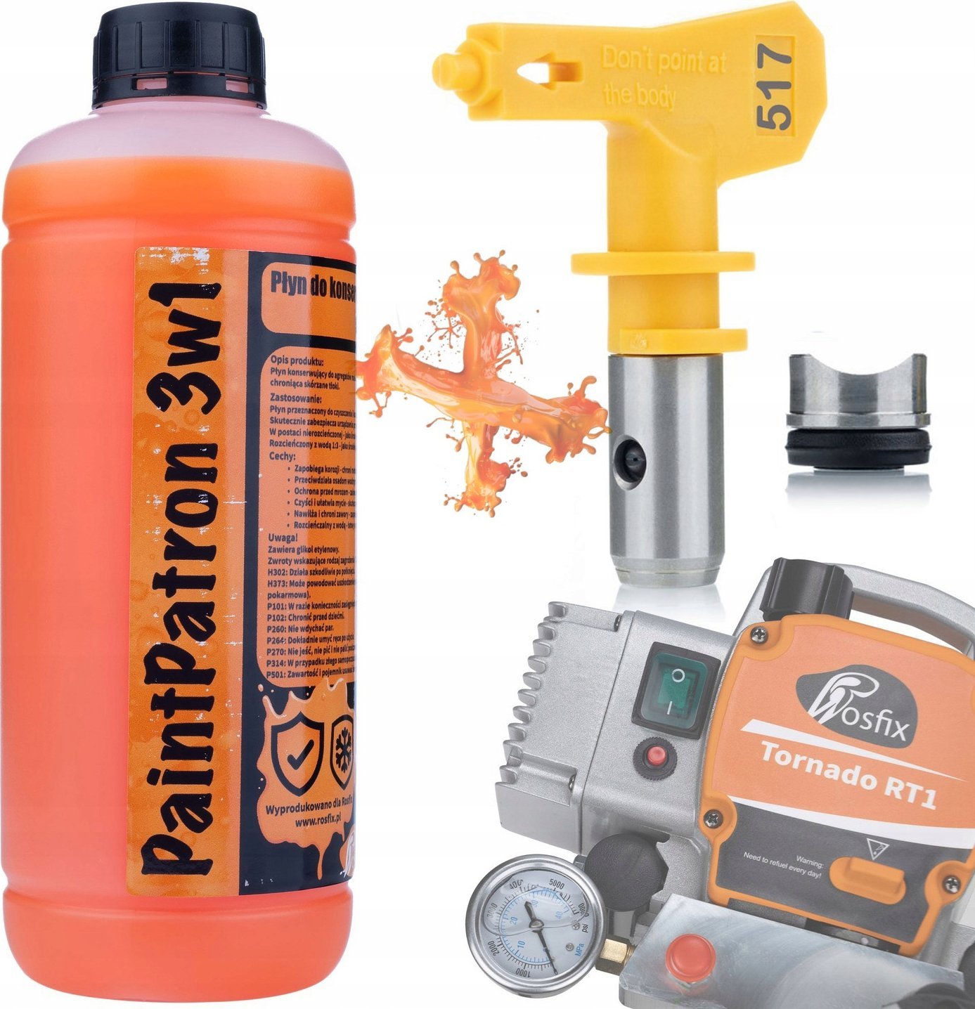 Rosfix PŁYN KONSERWUJACY ZABEZPIECZAJĄCY CZYSZCZĄCY DO AGREGATU 3W1 1L + DYSZA 517