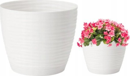 Form-Plastic Doniczka z podstawką biała 26,5x24,5cm plastikowa