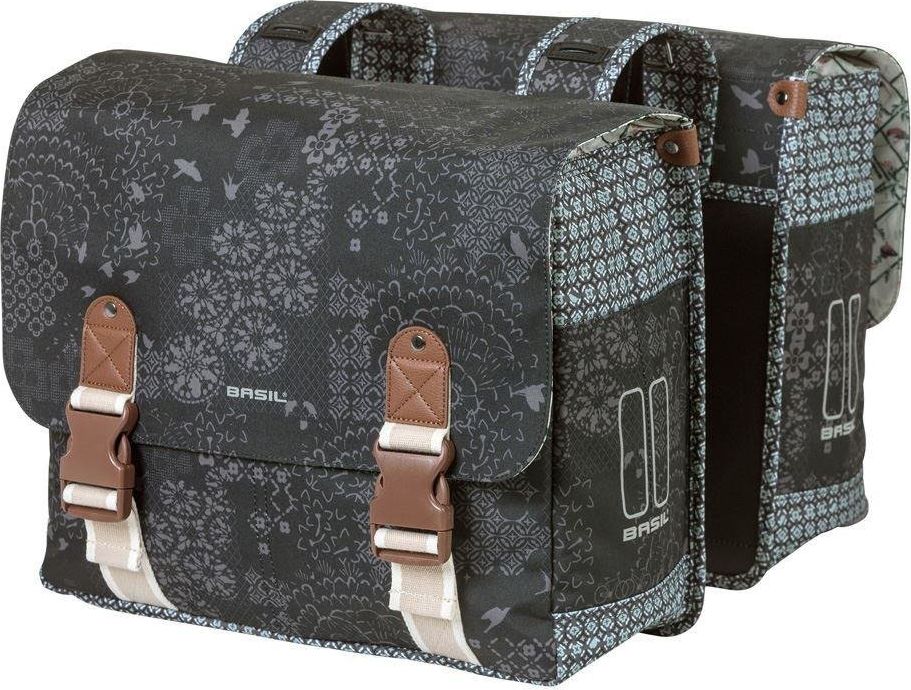 Basil Sakwa miejska podwójna BASIL BOHEME DOUBLE BAG 35L, mocowanie na paski, wodoodporny poliester, charcoal (NEW) uniwersalny