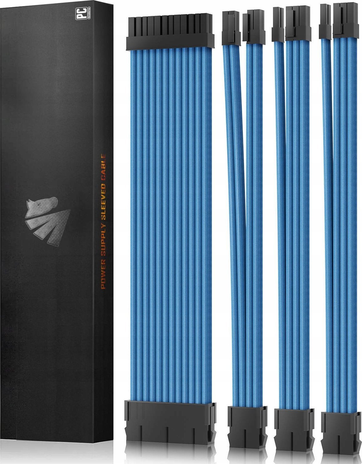 AsiaHorse Zestaw przedłużaczy kabli do zasilacza ATX 4 KIT Niebieskie 18 AWG AsiaHorse Sleeved