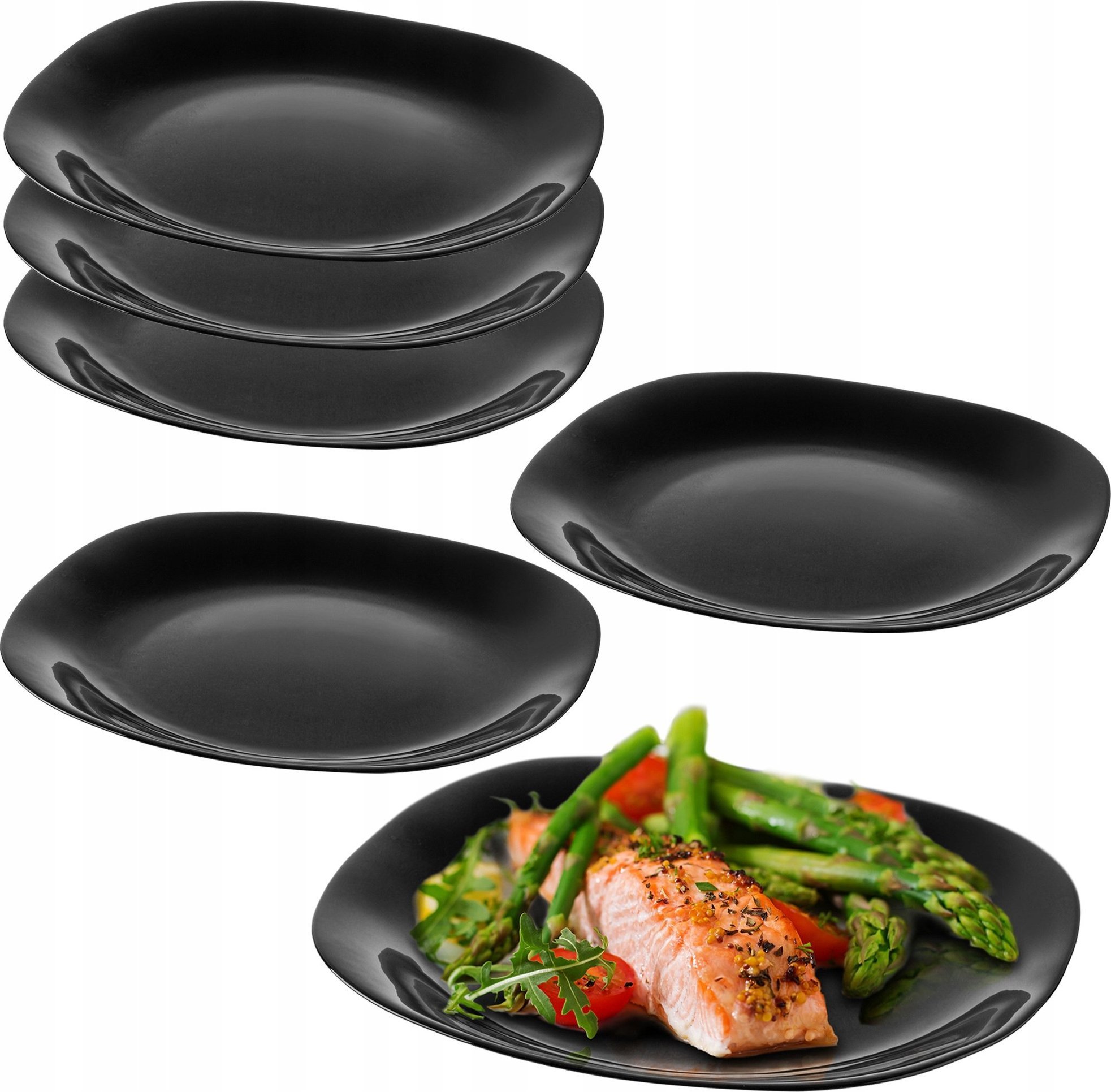 Kadax Talerz Obiadowy 28cm Płytki Zestaw Talerzy Czarny