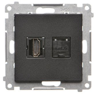 TGHRJ45.01/116 Simon 55 Gniazdo HDMI + RJ45 kat.6. (moduł) Grafitowy mat TGHRJ45.01/116