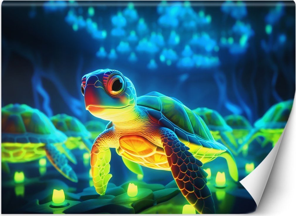 Fototapeta, Kosmiczny żółw neon - 200x140