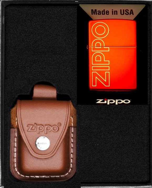 Zestaw ZIPPO Zapalniczka RED METALIC LASERED LOGO Prezentowy No2