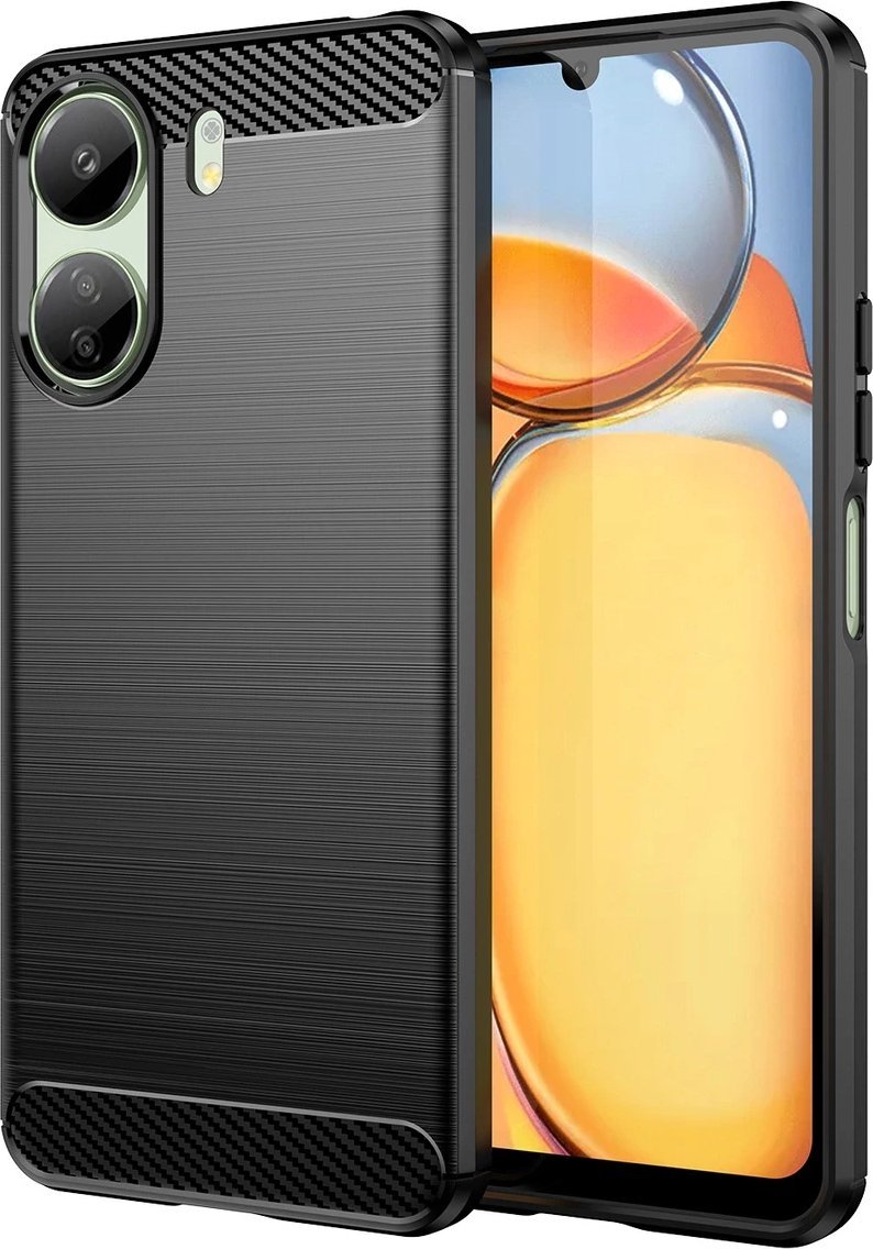 Hurtel Etui Carbon Case do Xiaomi Redmi 13c elastyczny silikonowy karbonowy pokrowiec - czarny