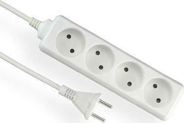 Elgotech EPS-43 PRZEDŁUŻACZ LISTWOWY 4X B/U OKRĄGŁY PROSTA 3.0M OMY 3X1.0 BIAŁY - EPS-43