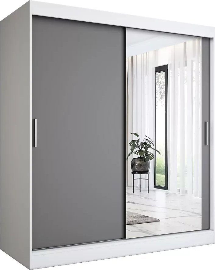 Elior Szafa przesuwna biel + antracyt 180 cm - Palmira 5X