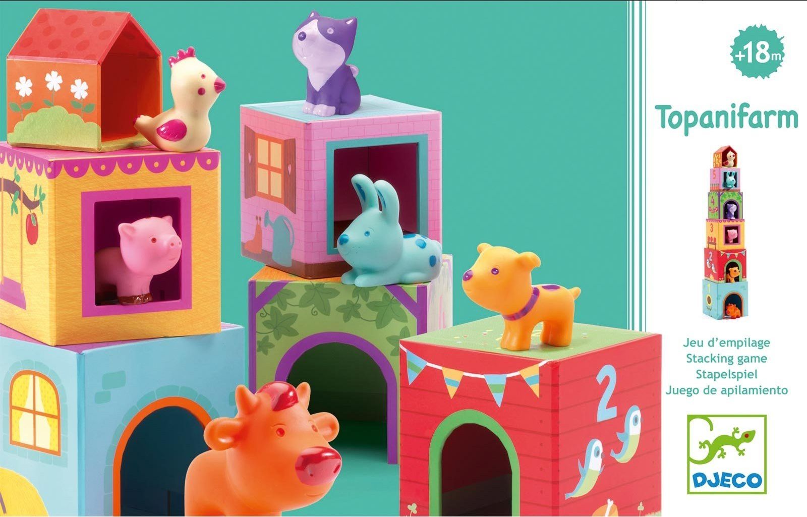 Djeco Zbuduj wieżę ze zwierząt Cubes Topanifarm