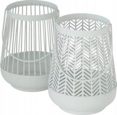 Boltze Świecznik metalowy biały ozdobny Vilde 16 cm