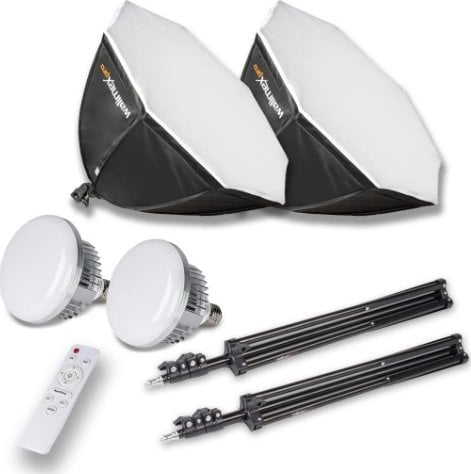 Lampa studyjna Walimex walimex pro LED 60W Octagon Ø65cm Bi color Kit 2