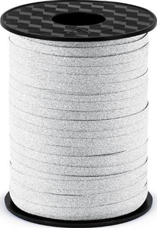 Party Deco Wstążka plastikowa do dekoracji brokatowa srebrna, 5 mm uniwersalny