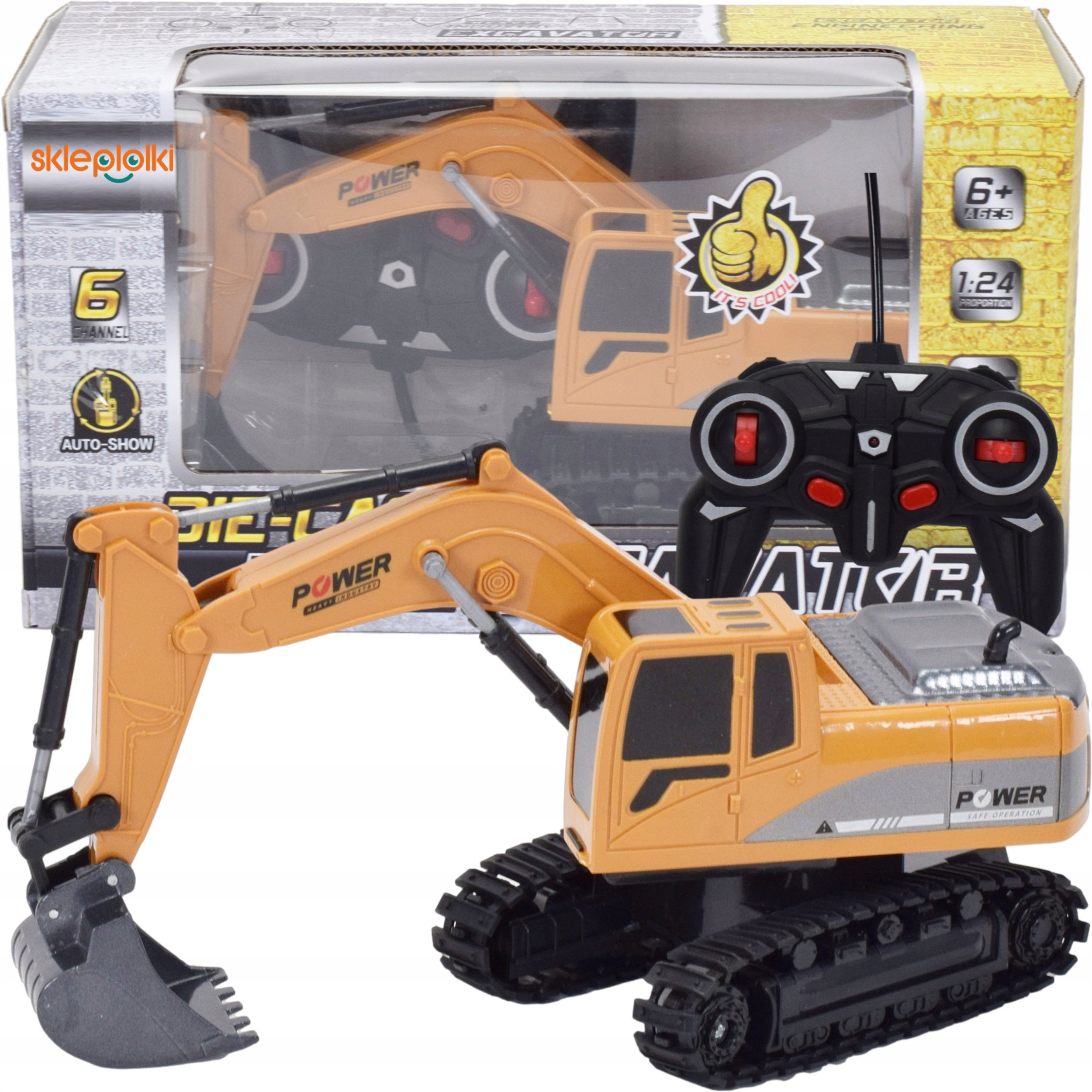 DUŻA KOPARKA RC ZDALNIE STEROWANA NA GĄSIENICACH PILOT ZABAWKA DLA DZIECI