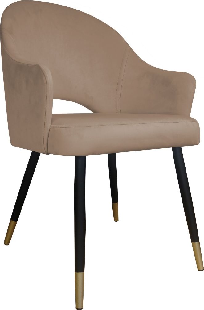 Atos Krzesło JENISEJ VELVET GOLD beżowe na czarno złotych nogach do salonu ATOS
