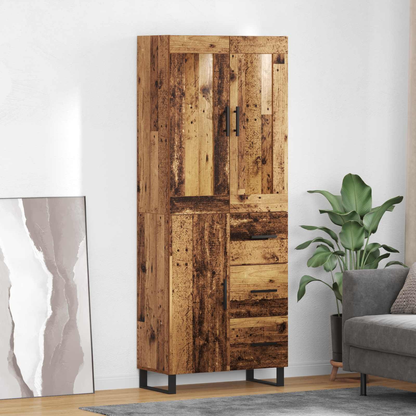 vidaXL Highboard 2 pcs stare drewno drewno inżynieryjne i szkło