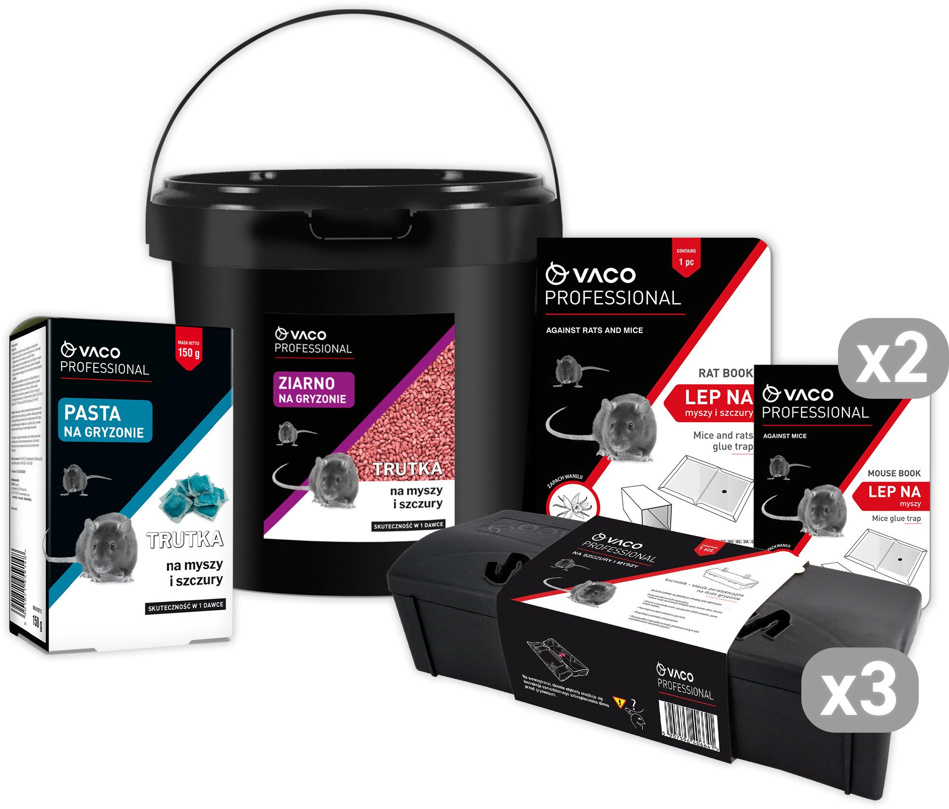 Zestaw Deratyzacyjny VACO PROFESSIONAL "Total Control" aż 8 produktów