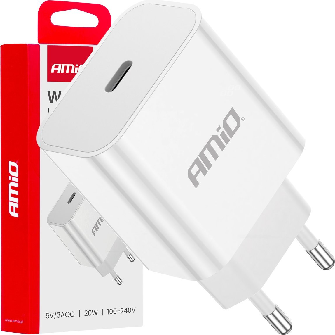 Ładowarka AMiO Ładowarka sieciowa 230v 20w usb-c amio-03891