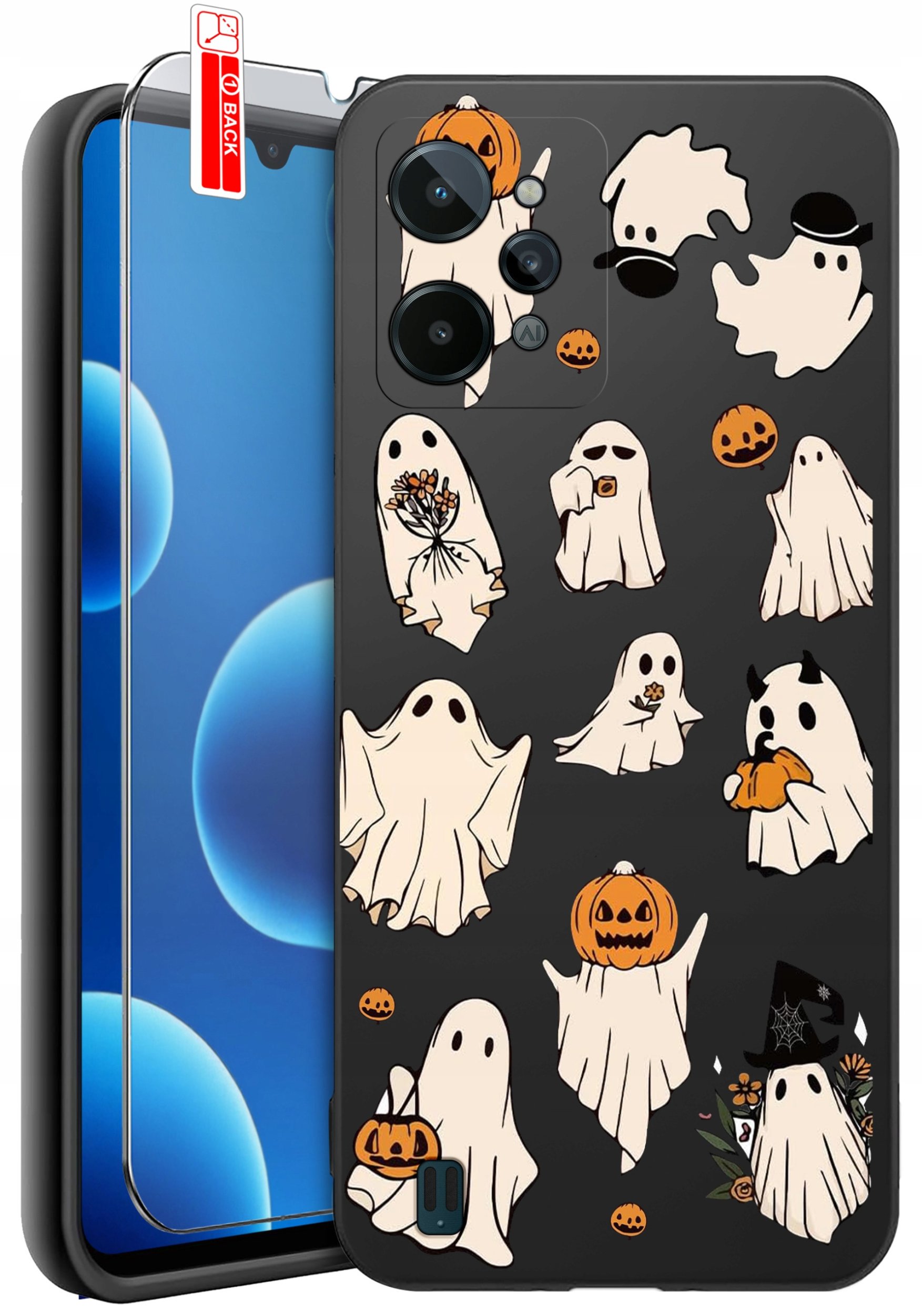 ETUI do Realme C31| WZORY | SILIKONOWE MATT CASE + SZKŁO 9H