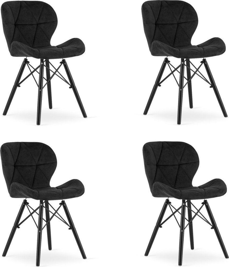 Leobert Krzesło LAGO Aksamit - czarne / nogi czarne x 4