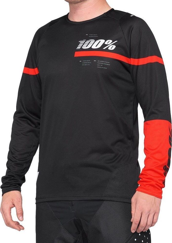 100% Koszulka męska 100% R-CORE Jersey długi rękaw red black roz. XL