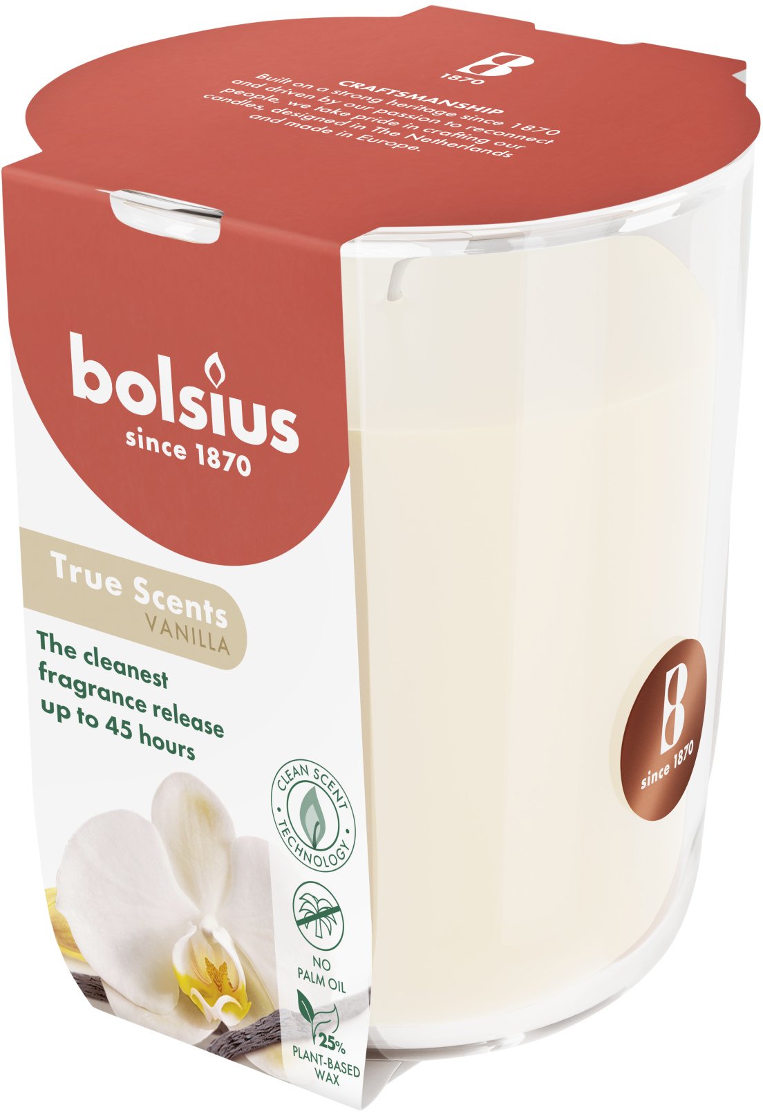 Bolsius Świeca arom. szklana gl. True Scents O97x85mm vanilla 8717847190673 8717847190673 (8717847190673)