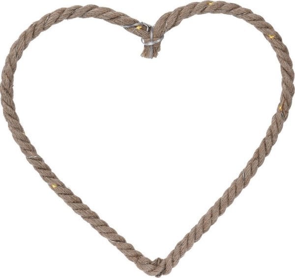 Dekoracja świąteczna Home Styling Collection Ozdoba choinkowa LED z juty, 40 cm, serce