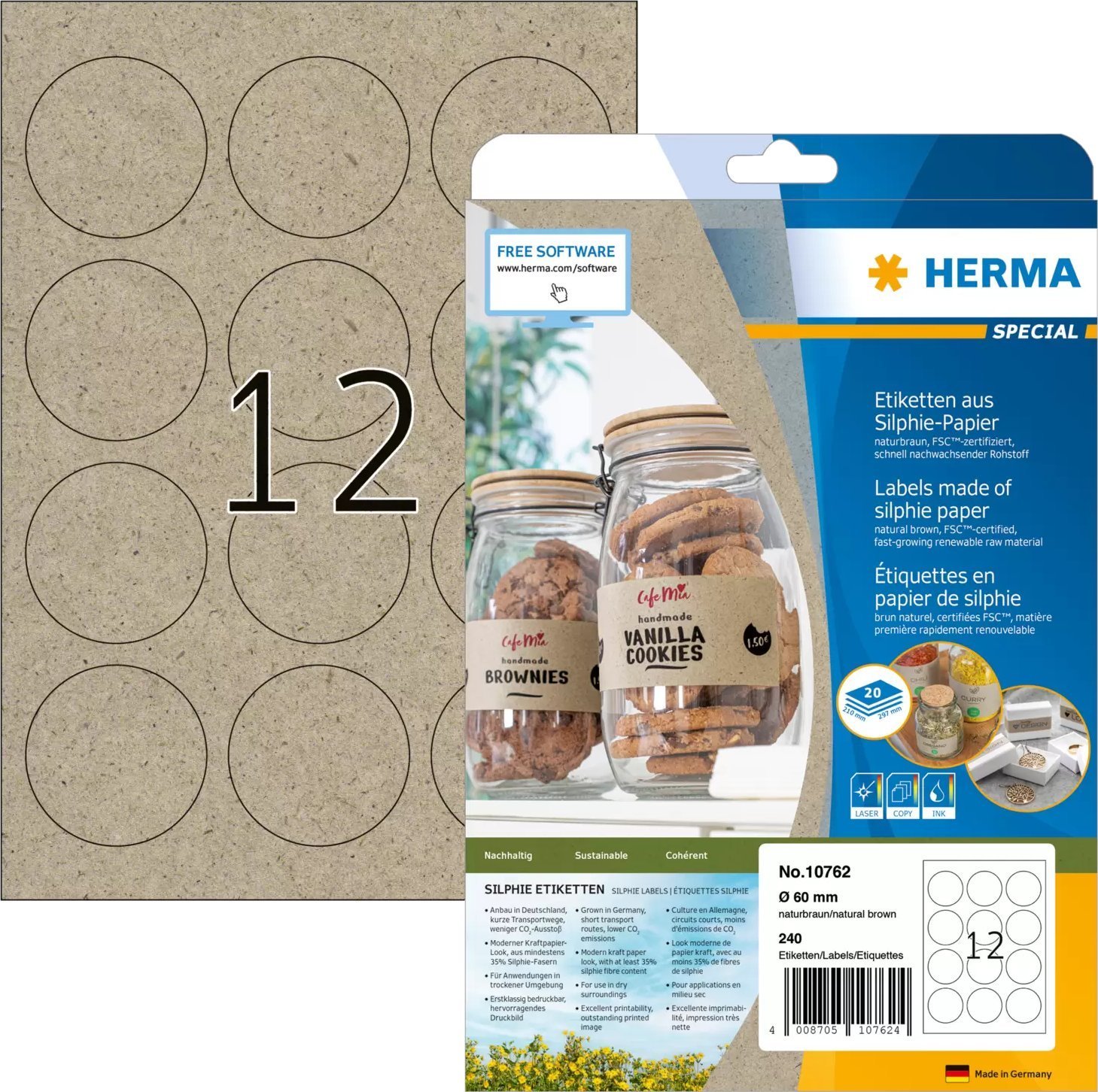 Herma HERMA Etiketten Silphie A4 20 Blatt 60mm Rund
