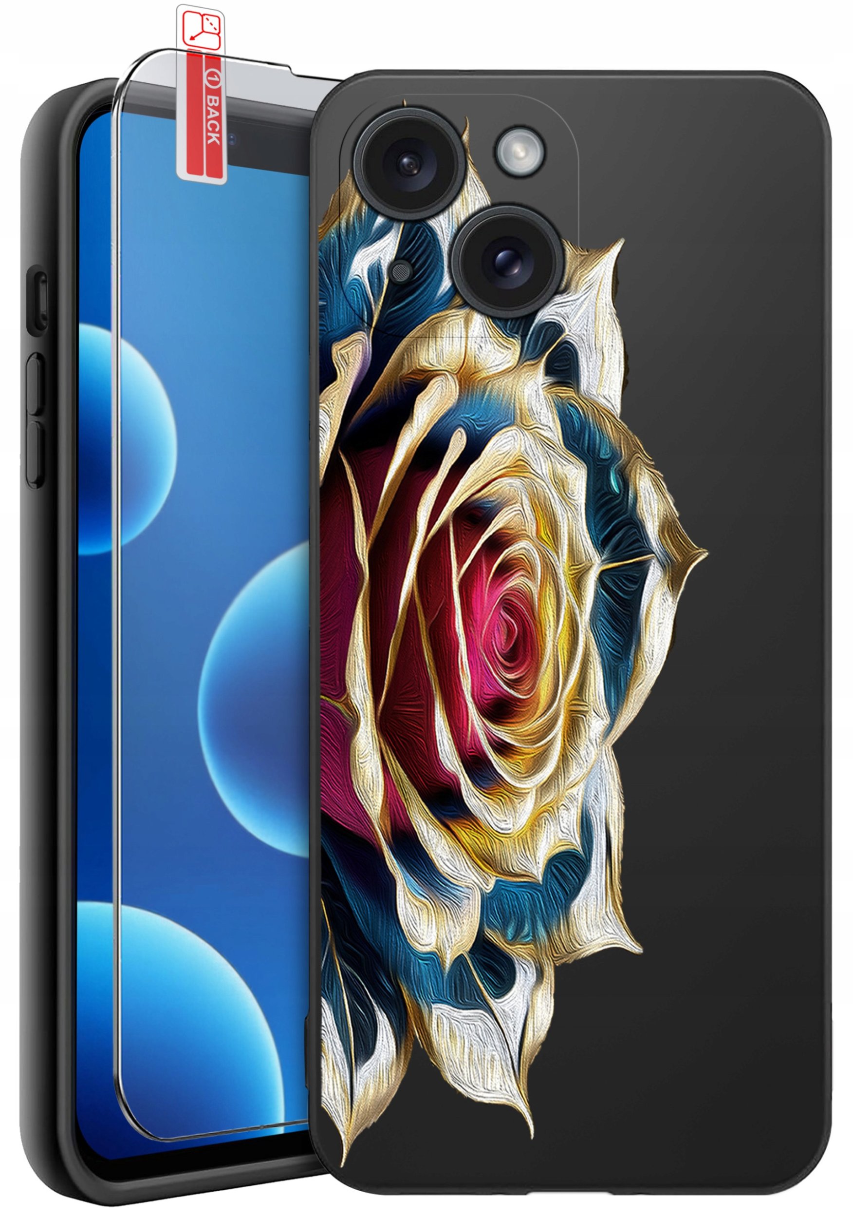 ETUI do iPhone 13 | 14 | WZORY | SILIKONOWE MATT CASE + SZKŁO 9H