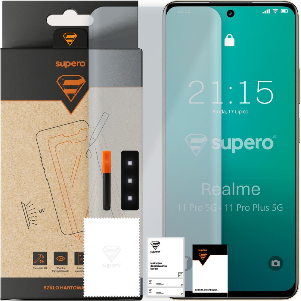 Szkło hartowane do Realme 11 Pro/Realme 11 Pro+ 5G, Supero UV Glass+ Glue, 2 szt.