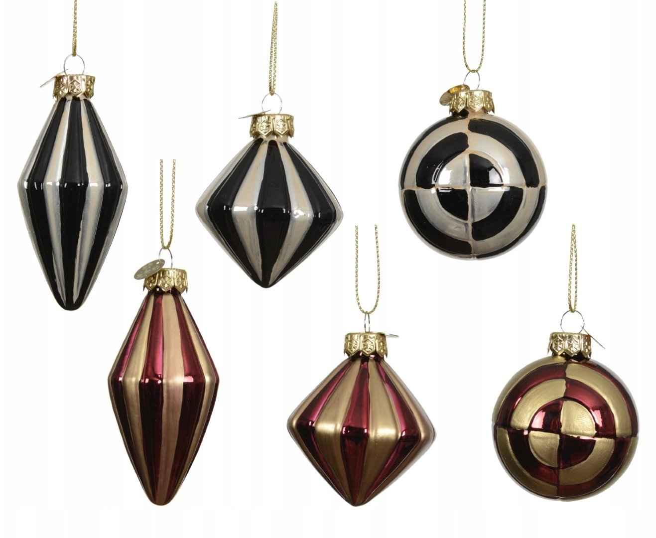 Bombka choinkowa szklana kształtka vintage 5x6cm 1szt