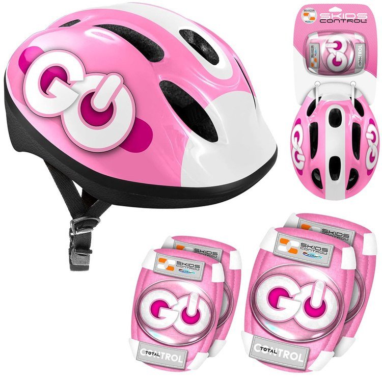 Regulowany zestaw ochronny dla dzieci Kask + ochraniacze RÓŻOWY SP0856 EDUKAMP