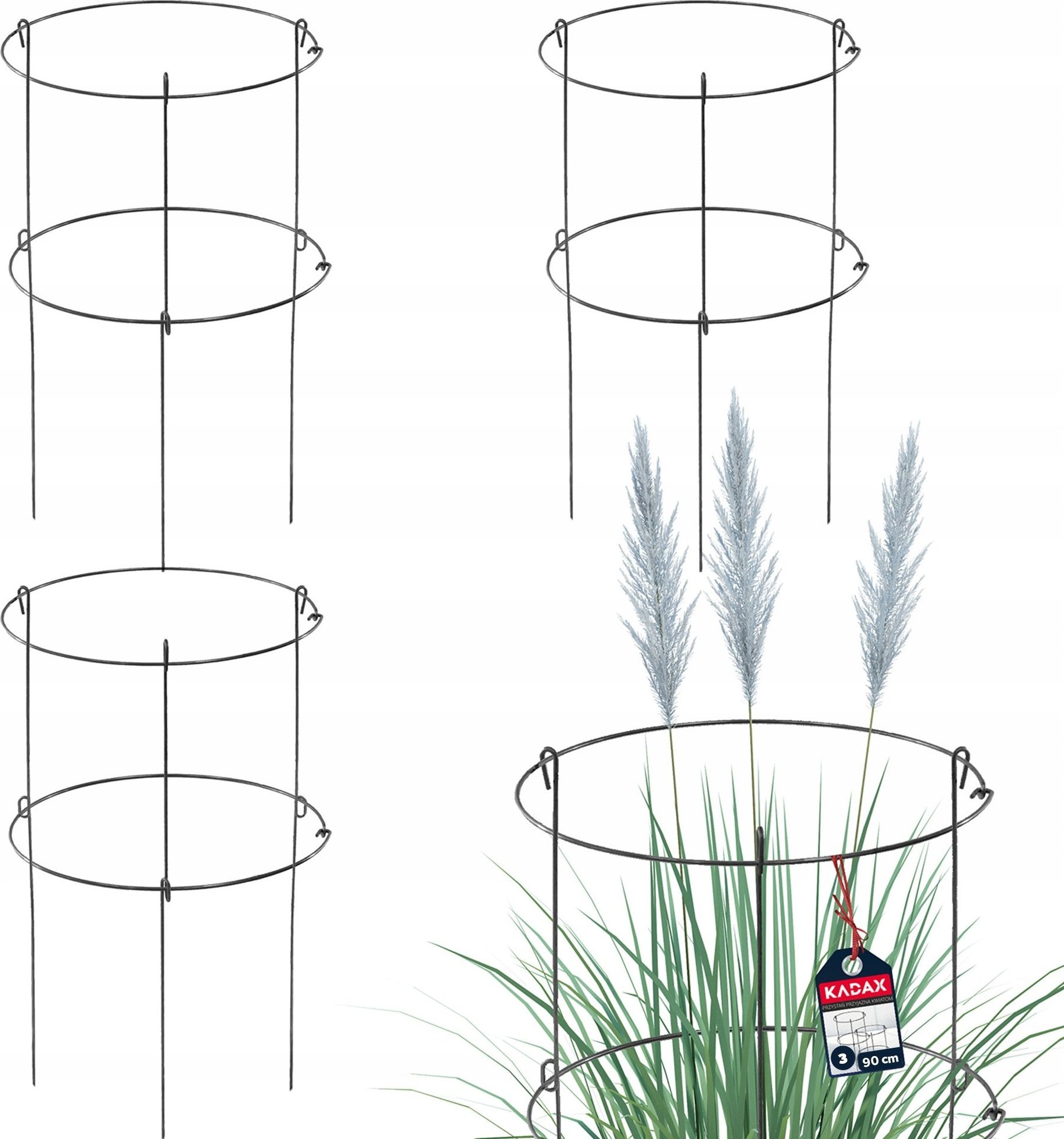 Kadax KADAX 3x Podpora Do Roślin Kwiatów 90cm Obejma