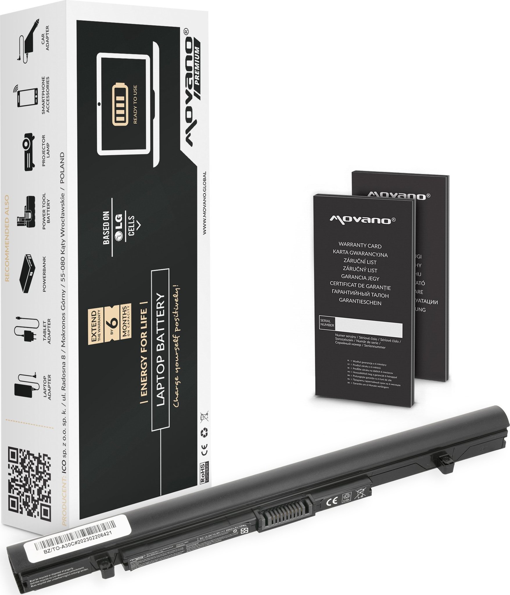 Bateria Movano Premium Bateria do Toshiba A30-C A40-C R50-B 2600 mAh
