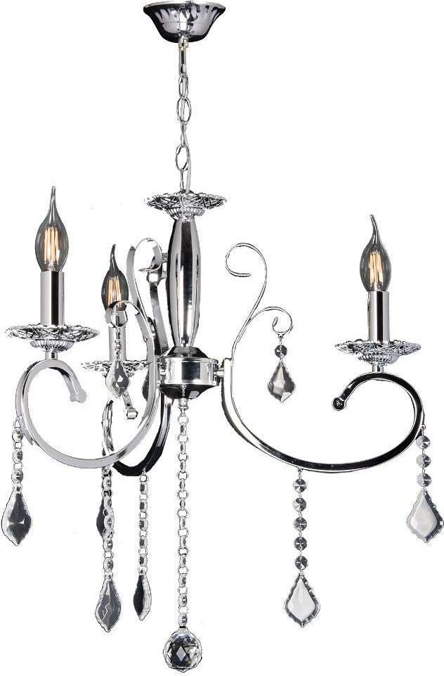Lampa wisząca VEN Żyrandol LAMPA wisząca VEN W-N 1637/3 CR świecznikowa OPRAWA zwis z kryształkami kandelabr maria teresa chrom przezroczysty