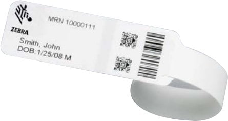 Wristband, Synthetic, 1x7.9375in (25.4x201.6mm); DT, Lam 65843RM / 66213RM, Coated, 1in (25.4mm) core, 263/roll, 6/box, Plain