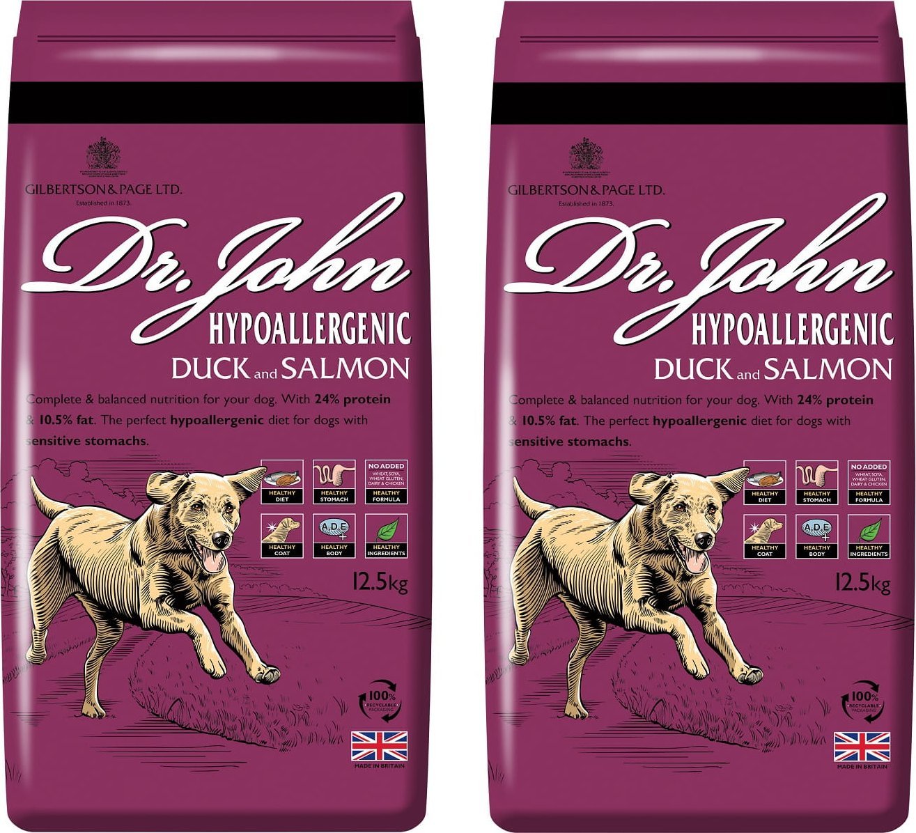 Dr John Hypoallergenic Duck and Salmon DUO-PACK 25 kg (2 x 12.5 kg) kaczka i łosoś 100% bez kurczaka